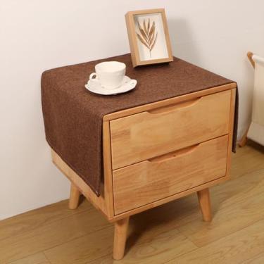 Imagem de Toalha de mesa lateral retangular pequena casa de fazenda de linho rústico cor sólida mesa de cabeceira lavável capa de poeira para sala de jantar quarto decoração de casa marrom escuro 46 x 109 cm
