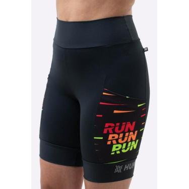 Imagem de Bermuda Compressão Feminina HUPI Longa Run Run Run, G, Preto