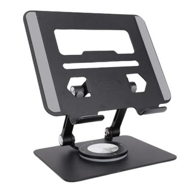 Imagem de Sanpyl Suporte para tablets de 5,8 a 12,9 polegadas, base giratória de 360 graus, haste dupla, suporte de alumínio ajustável, suportes dobráveis e portáteis para tablets (Preto)