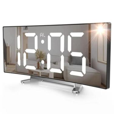 Imagem de Relógio Despertado Mesa Cabeceira Digital Espelhado Curvado - Amg