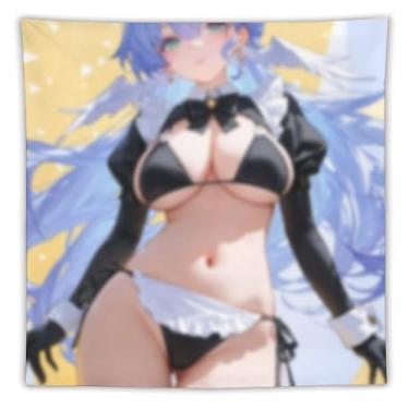 Imagem de LIEGBMEU Tapeçaria de biquíni sexy anime menina 152.4 cm x 152.4 cm interior exterior parede colcha arte decoração de tapeçaria caprichosa, AF327