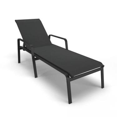 Imagem de Espreguiçadeira Piscina Praia Alumínio Preto Tela Preto - Aluv Móveis