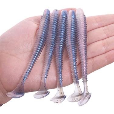Imagem de ZZTWER Iscas de pesca sem-fim 5 cm 7 cm 9 cm dupla cor silicone cauda macia iscas artificiais isca de natação wobblers de baixo isca de natação