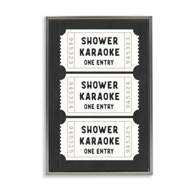 Imagem de Stupell Industries Duche Karaoke Ticket Ticket Stubs Gray Framed Floater Canvas Wall Art Design por Lettered and Lined, 25 x 17