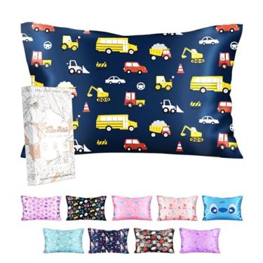 Imagem de Miss Adola Fronha de seda para crianças – 76 x 50 cm Queen Size Amoreira Silk Fronha com zíper fofo desenho kawaii adolescentes meninas meninos fronha para cabelo e pele, vermelho amarelo carro