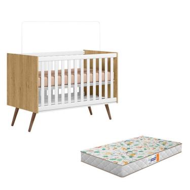 Imagem de Berço Americano Q Encanto 3820 Retrô Freijó Toq Branco Acetinado Com Colchão Gazin- Qmovi