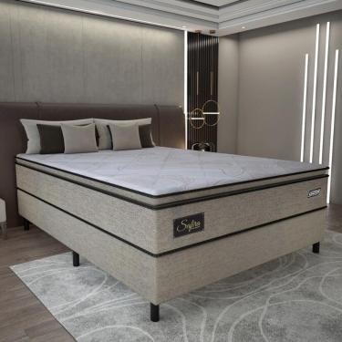 Imagem de Cama Box Conjugado Casal Com Colchão 138x67x188 Safira Gazin Cr35346 Castor