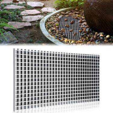 Imagem de DoubleFill Grade de pia de fonte resistente de 61 x 91 cm para recursos de lagos e jardins aquáticos e mais encaixes - Esconder reservatório, pedras, outros objetos decorativos preto