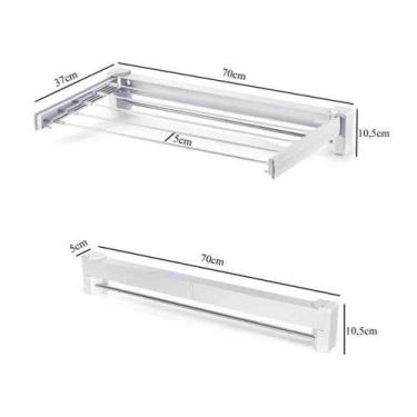 Imagem de Varal Parede Retrátil Global Mix - Aço Inox - 5 Varetas