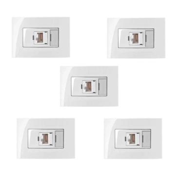 Imagem de 5 Pc Tomada P/ Moveis Margirius Rj45 Branca Informática C