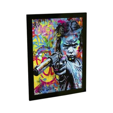 Imagem de Quadro Decorativo Grafite Garotinha Arte De Rua Banksy Decoração Poster Quarto Sala