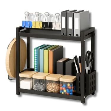 Imagem de Organizador Multiuso de Metal, 2 Andares, 45 x 22 x 41 cm, Preto