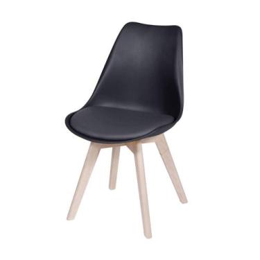 Imagem de Cadeira Eames Saarinen Polipropileno Assento Estofado PU Preta Base Ma