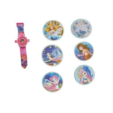 Imagem de Relogio Feminino Digital Infantil Projeção Imagem Sereias - Lynx