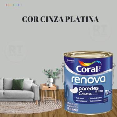 Imagem de Tinta Para Parede Acrílica Coral Renova Cor Cinza 3,2l Lavável Premium