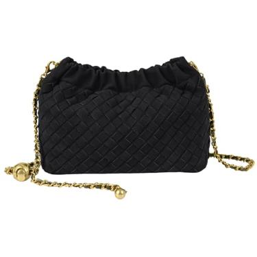 Imagem de Joryin Bolsa tiracolo feminina de tecido e bolsa de noite, bolsa de mão de bolinho moderna e bolsa de ombro Hobo Cloud clutch moderna, Camurça tecida - preta, Medium