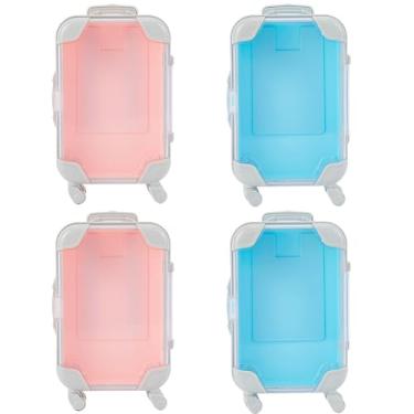 Imagem de SOFPLATE 4 peças, 2 cores, mini mala, lembrancinha de festa, caixa de presente de plástico, mini bagagem, embalagem vazia, cílios falsos, estojo organizador de doces, ferramenta de viagem ABS para