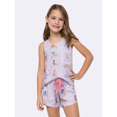 Imagem de Pijama Regata Infantil Corações ao Sol - Veggi, Rosa, 12, Meninas