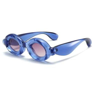 Imagem de VFDHN Óculos de sol retrô fashion punk festa feminino masculino vintage uv400 para áreas externas (azul)