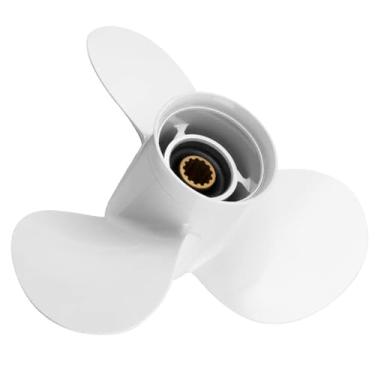 Imagem de VQPROPs Hélice externa de alumínio para barco de popa de 11 x 15 para motores Yamaha 25/30/40/50/55/60HP, motores de caixa de engrenagens de 3-1/5.1 cm, 13 dentes estriados, RH