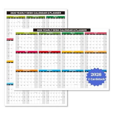 Imagem de Pacote com 2 calendários 2026 (cartolina) - 28 x 43 cm, calendário de parede/mesa, 12 traças de 2 lados, vertical e horizontal, reversível