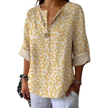 Imagem de Camiseta túnica domirica com decote em V floral estampada plus size