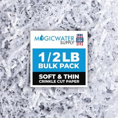 Imagem de Enchimento de papel triturado "macio e fino" (1,3 kg) para embrulho de presente e enchimento de cesta – Branco | Fonte de água mágica