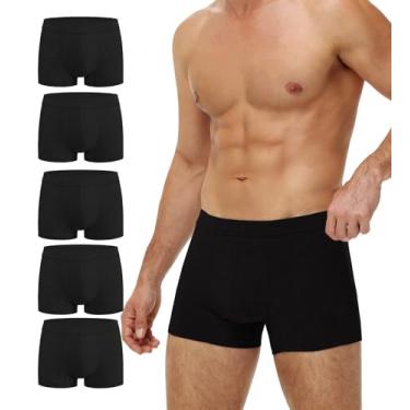 Imagem de Battewa Cueca boxer lavável para incontinência urinária masculina, com área frontal absorvente para vazamento na bexiga, 2 pacotes, Preto 5, 3G
