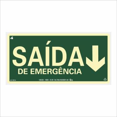 Imagem de Placa de Sinalização Saída de Emergência Seta para Baixo - Sig Sinaliz