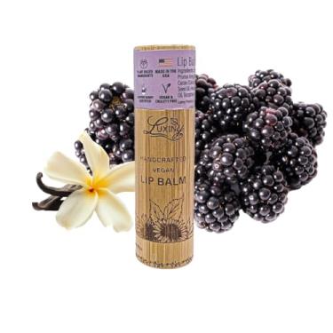 Imagem de Luxiny Protetor labial em tubo de bambu, hidratante natural vegano, com cera de girassol e vitamina E (framboesa preta e baunilha)