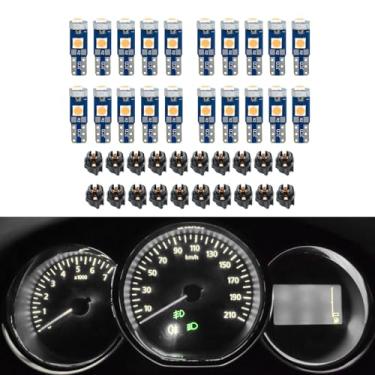Imagem de Lecctso Lâmpadas LED T5 de 20 peças, lâmpadas de painel, lâmpada LED T5 37 74 com soquete de trava giratória, 3030 chips super brilhantes de 12 volts de substituição para painel de instrumentos de