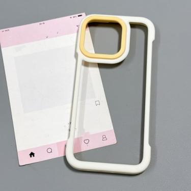 Imagem de Capa de celular transparente sem moldura, cor de doce, para iPhone 16, 15, 14, 13, 12 Pro Max, fina, respirável e com proteção contra impactos (para iPhone 13/Mi, branca)