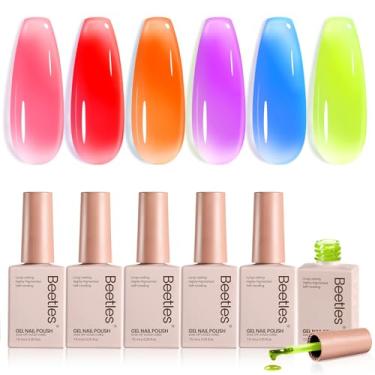 Imagem de beetles Gel Polish Conjunto De Esmaltes Em Jelly - 6 Cores, Kit Neon Verão, Rosa Choque, Vermelho, Laranja, Roxo, Azul, Amarelo, Efeito Translúcido, Soak Off Uv, Manicure Francesa, Presente Para Mul