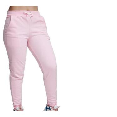 Imagem de Calça Feminina Moletom Lisa Modelo Slim Punho - LGAMN, Rosa, M