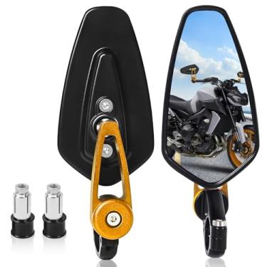 Imagem de Espelhos de extremidade de barra - espelhos de guidão de motocicleta dourados ajustáveis de 7/8" (22 mm) compatíveis com Honda GROM MSX125 CB650F GSXS750, Z125 Pro Z800 Z900 Z750 Z650, MT09 MT03 MT10
