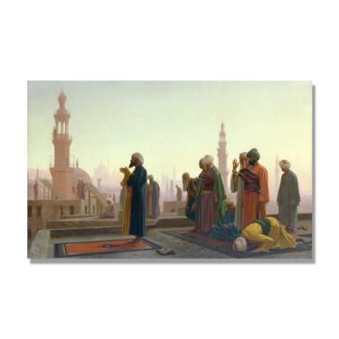 Imagem de NHLDZYH Pinturas a óleo famosas, (A oração) de Jean Leon Gerome, reprodução impressa em tela, arte de cenário para decoração de sala de estar. Apenas tela de 50 x 80 cm - 19,7 x 31,5 pol
