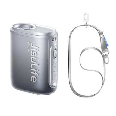 Imagem de JISULIFE Ventilador de cintura portátil, 100 velocidades, 40.000 RPM, mini ventilador de pescoço pessoal, bateria de 16 horas e 4500 mAh, tela de LED, presente para viagens ao ar livre (preto)