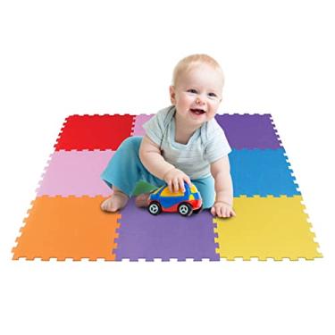 Imagem de Kit 9 Tapetes Tatames Infantil Unisex Eva 50 X 50 X 1cm 10mm AM/VV/VM/LJ