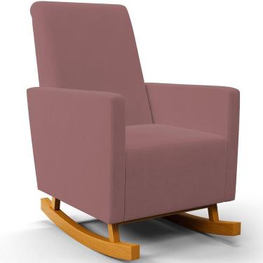 Imagem de Poltrona de Amamentação com Balanço Ravena W01 Suede Rosê  - Lyam Decor