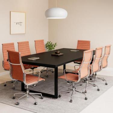 Imagem de Mesa De Escritório Industrial Estrutura de Ferro 190Cm Sala de Reunião