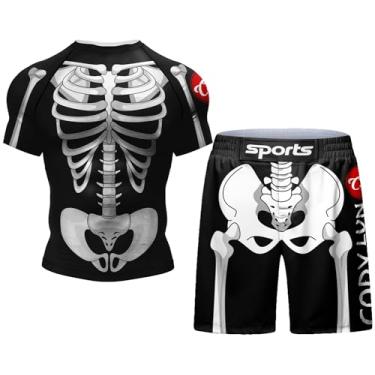 Imagem de Cody Lundin Conjunto de shorts masculinos de compressão de manga curta, camada de base atlética, fresco, seco, treino, fitness, corrida, boxe, Cc, G