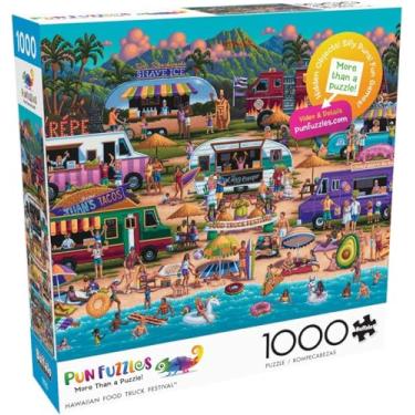 Imagem de Sinoeem Buffalo Games - Pun Fuzzles - Festival de Caminhão de Comida Havaiana - Quebra-cabeça de 1000 peças