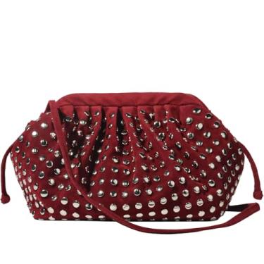 Imagem de DSGUTWO Bolsa Cloud Dumpling clutch bolsa de ombro bolsa tiracolo de palha para mulheres, Granada