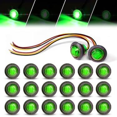 Imagem de MADCATZ Estroboscópio de 3/10.2 cm + marcador de dupla função mini redondo verde 3 luzes LED 3 fios montagem embutida marcador lateral para reboque, barco, trailer, caminhão – versão de atualização de