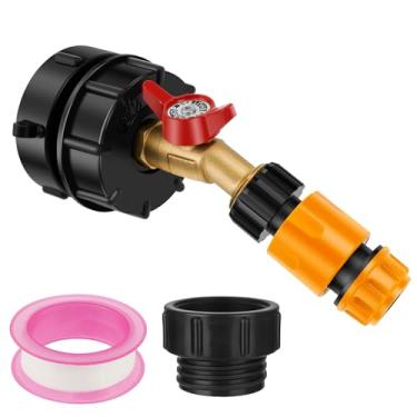 Imagem de Adaptador de tanque de sacola IBC 275-330 galões, adaptador de bolsa IBC de 3 tamanhos, fino de 6,2 cm, rosca grossa de 5 cm, rosca grossa de 1,2 cm x 3/10.2 cm, válvula de mangueira de jardim de