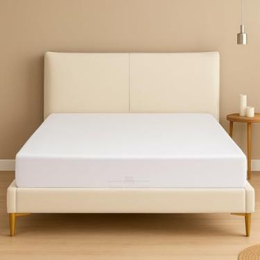 Imagem de Apenas lençol de baixo tamanho Queen – 600 fios premium 100% algodão egípcio – bolsos extra profundos de 40 cm – ultramacio e respirável – resistente a rugas e desbotamento – ajuste único, branco