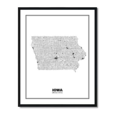 Imagem de Susie Arts Pôster de arte de mapa de rua abstrato do estado de Iowa, 20 x 25 cm, sem moldura, decoração de parede, escritório, escola, sds013