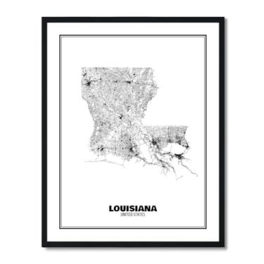 Imagem de Susie Arts Pôster de arte abstrata de mapa de rua do estado da Louisiana 28 x 35,5 cm, sem moldura, decoração de parede, escritório em casa, escola, sds016