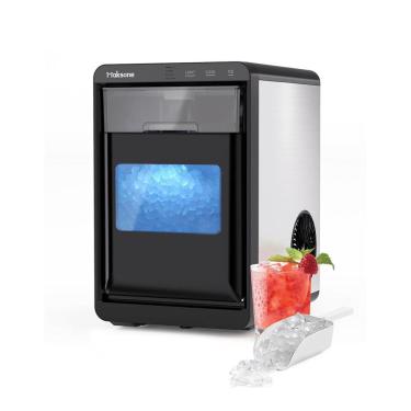 Imagem de Máquina de Gelo que Produz 20 kg em 24H, Operação Com Um Clique e Limpeza Automática, 110V 120W, Maksone, Preta e Prata