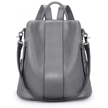 Imagem de Mochila Feminina de Couro Conversível para Bolsa de Ombro, S ZONE, Cinza